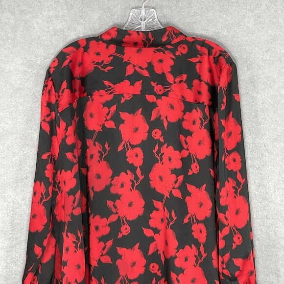 Chico's Top Women XL (3/5) Dark Floral Long Sleeve Button‎ Up Boho Career - Picture 8 of 14